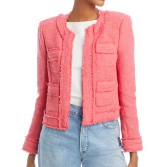L’Agence Keaton Coral Rose Open Fringe Blazer NWOT - Picture 1 of 11